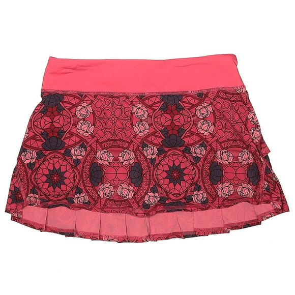 Lululemon  Pace Setter skirt tennis   Prisma Guava Lava  floral pink  sz  6 EUC - Picture 2 of 7